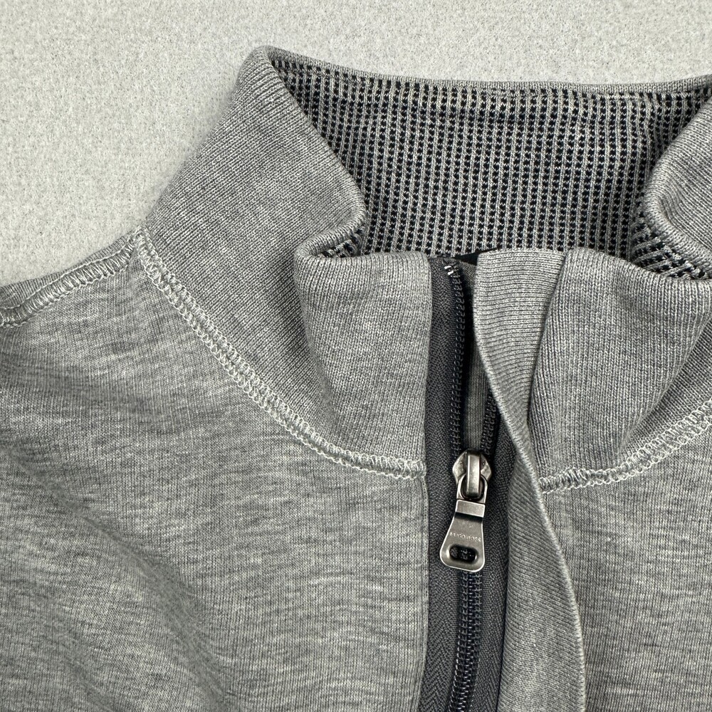 BOSS Hugo Boss Sweater Men Large Gray 1/4 Zip Elbow Patch Cotton Pullover L - Picture 4 of 11